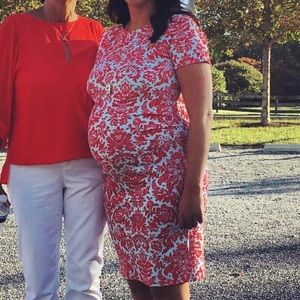 PINKBLUSH Maternity Dress Baby Blue and Red -Large